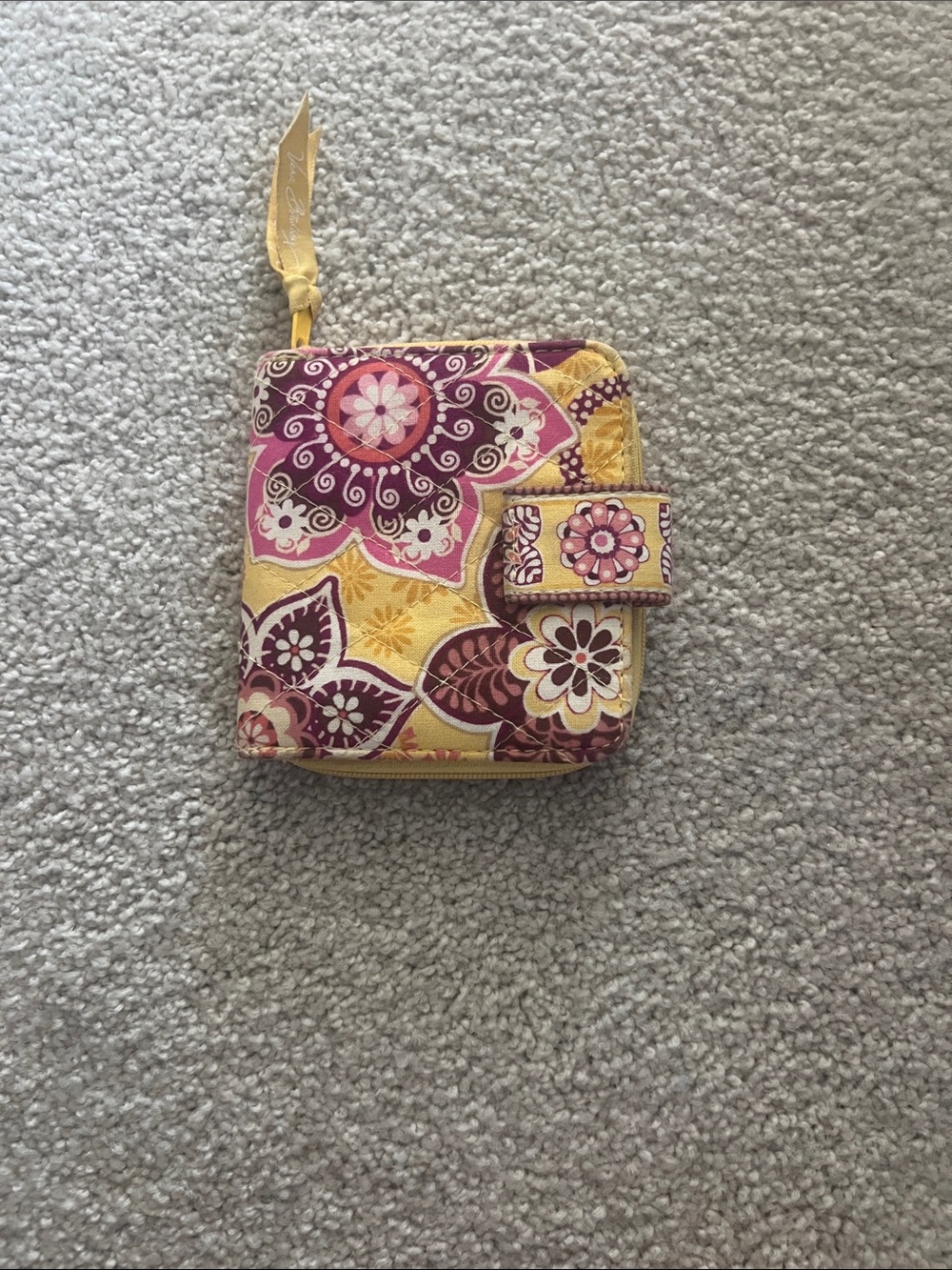 Vera Bradley Quilted Floral Zip & Snap Wallet - Yellow, Pink & Purple